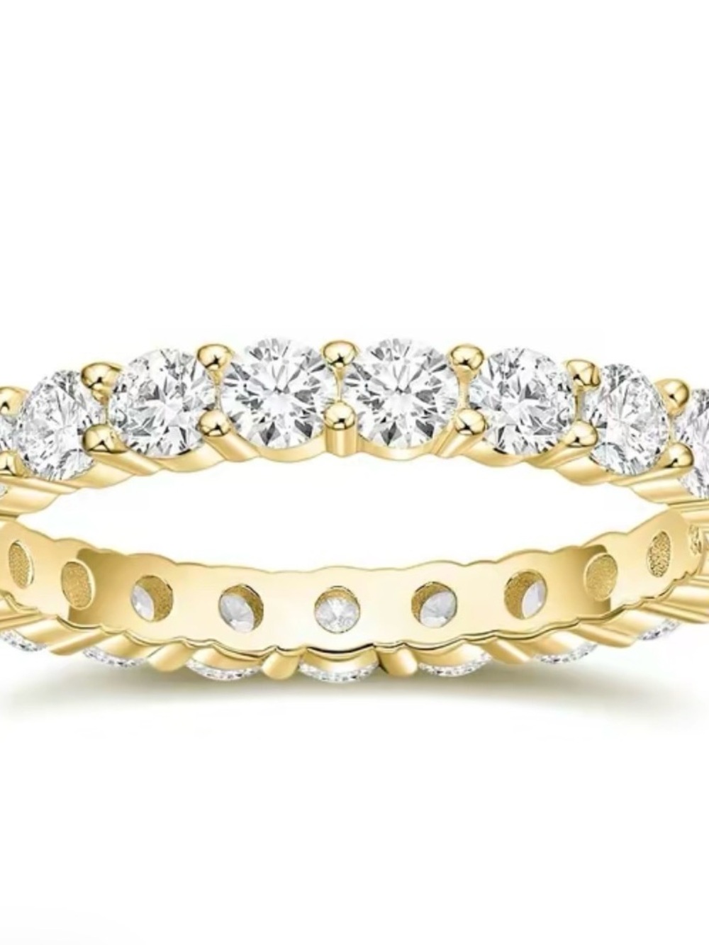 Gold Cubic Zirconia Oval Solitaire and Eternity Band Set - Gold - Picture 6 of 9